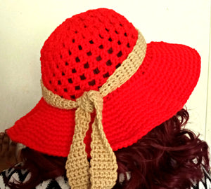 Sun Hat - Crochet Floppy Sun Hat - Wide Brim Spring Hat - Casual Church Hat - Gift for Sun Lover
