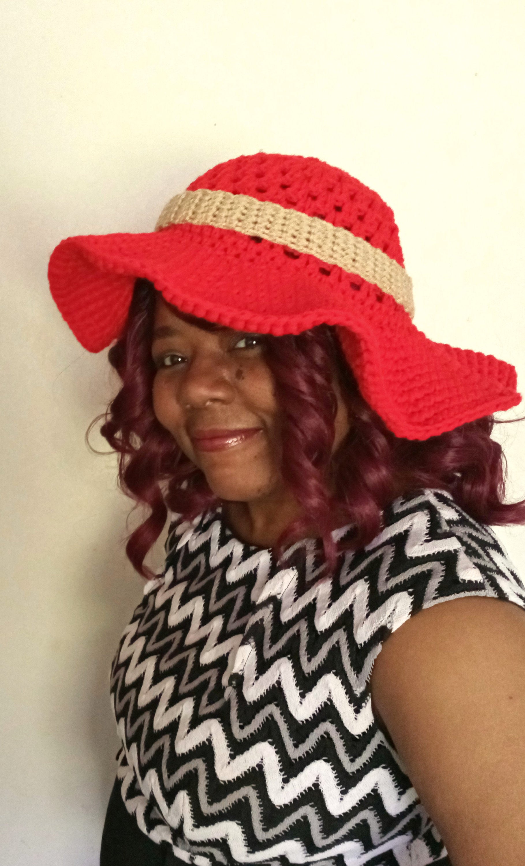 Crochet floppy fashion sun hat